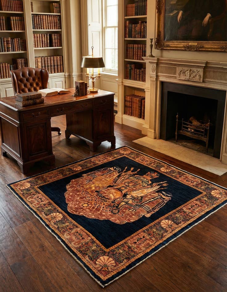 Detail image of  4' 4 x 4' 4 Luribaft Wool Square Rug