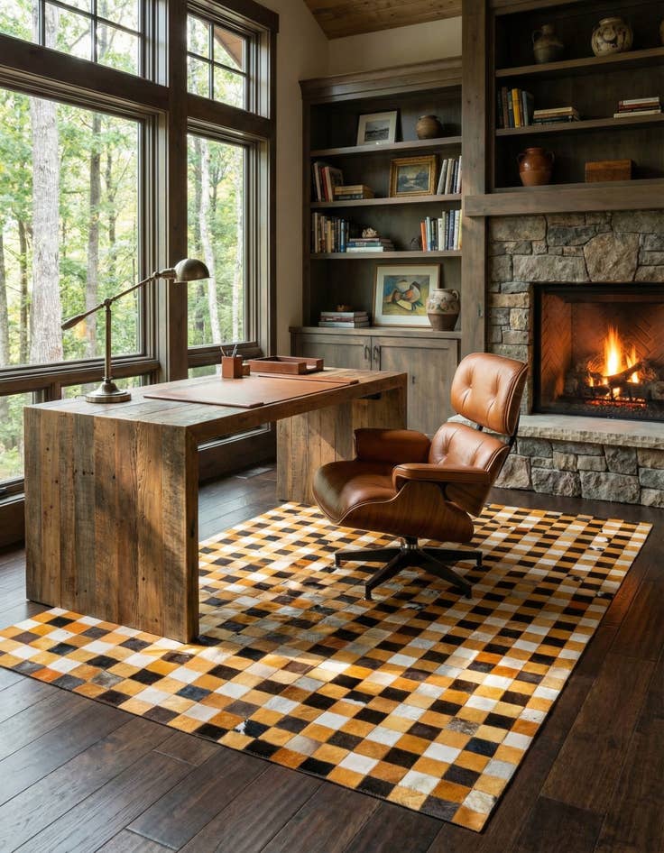 Detail image of 5' 2 x 8' 1 Cowhide Stocks Rug