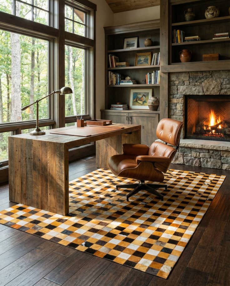 Detail image of 5' 2 x 8' 1 Cowhide Stocks Rug