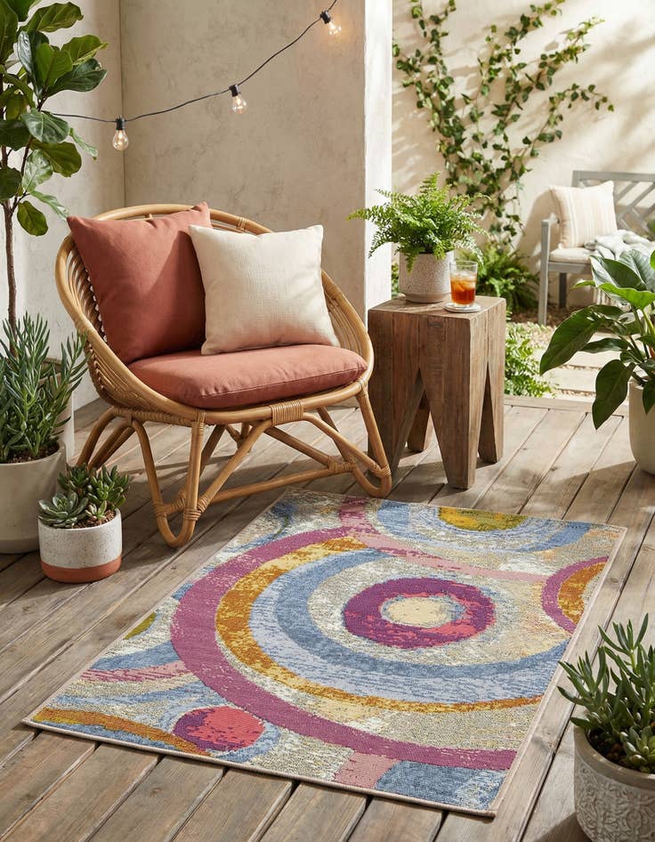 Detail image of 2' x 3' Easy-Clean Modern Indoor / Outdoor Rug