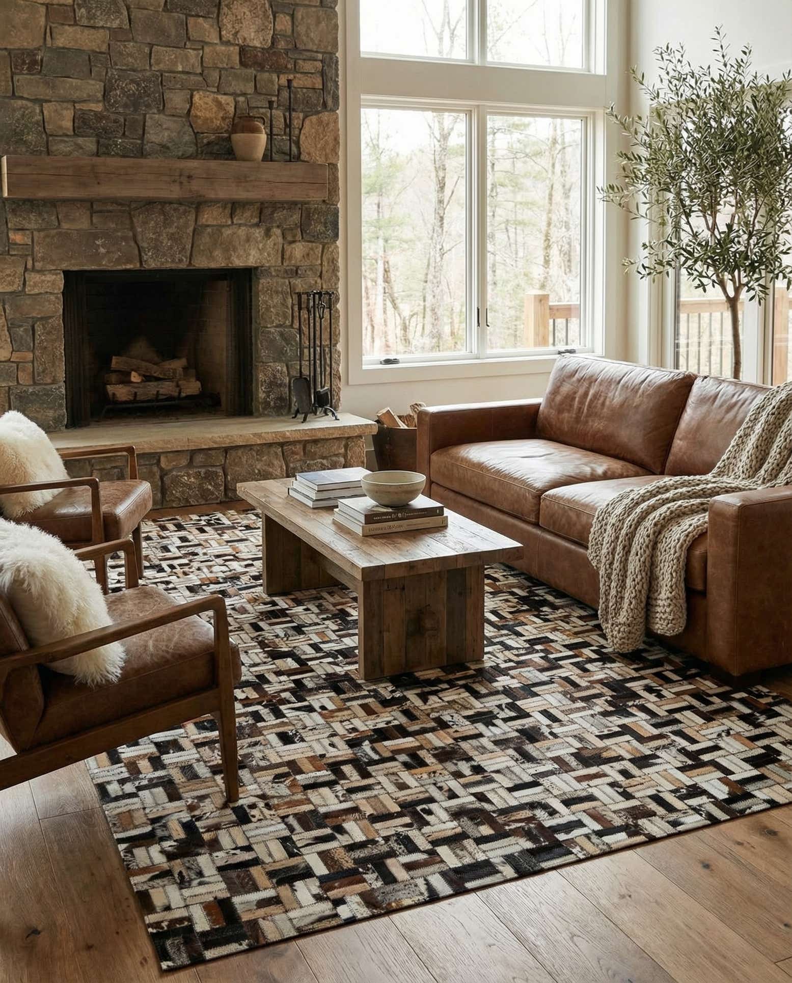5' 2 x 8' 1 Cowhide - Patchwork Rug