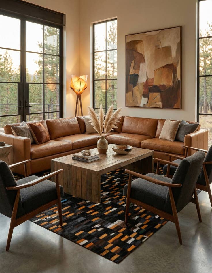 Detail image of  5' 3 x 8' Cowhide - Patchwork Rug