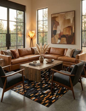 5' 3 x 8' Cowhide - Patchwork Rug