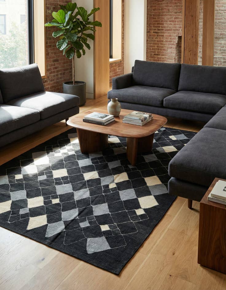 Detail image of 5' 8 x 7' 10  Hand Woven Kilim Modern Wool Rug