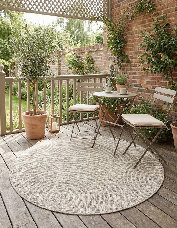 Detail image of 3' x 3'  Washable Modern Indoor / Outdoor Round Rug