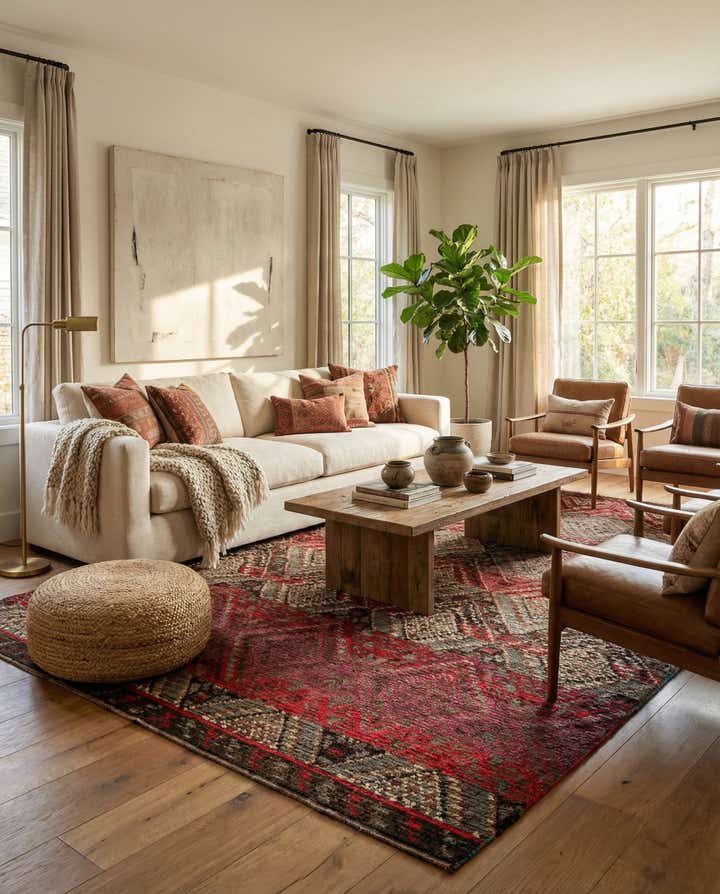 7' 8 x 9' 8 Hand Knotted Moroccan Wool Rug