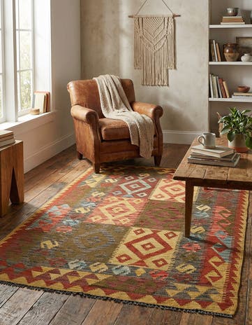 3' 7 x 5' 5 Hand Woven Kilim Maymana Wool Rug