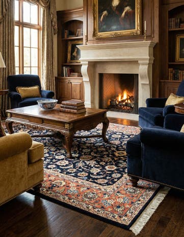 6' 4 x 8' 4 Kashan Wool Rug