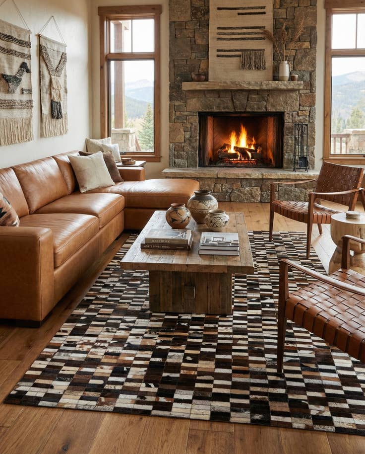 Detail image of 5' x 8' Cowhide - Patchwork Rug