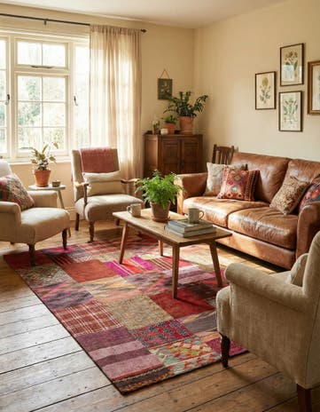4' 10 x 6' 6 Hand Woven Kilim Patchwork Wool Rug
