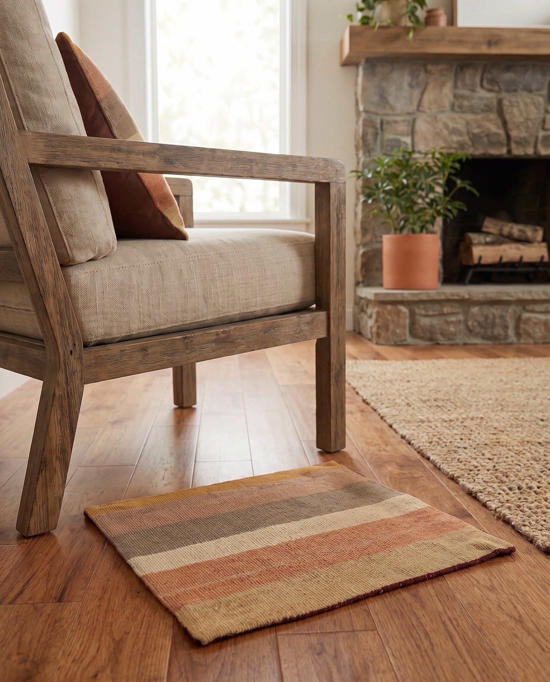 1' 5 x 1' 6 Hand Woven Pillow Wool Square Rug