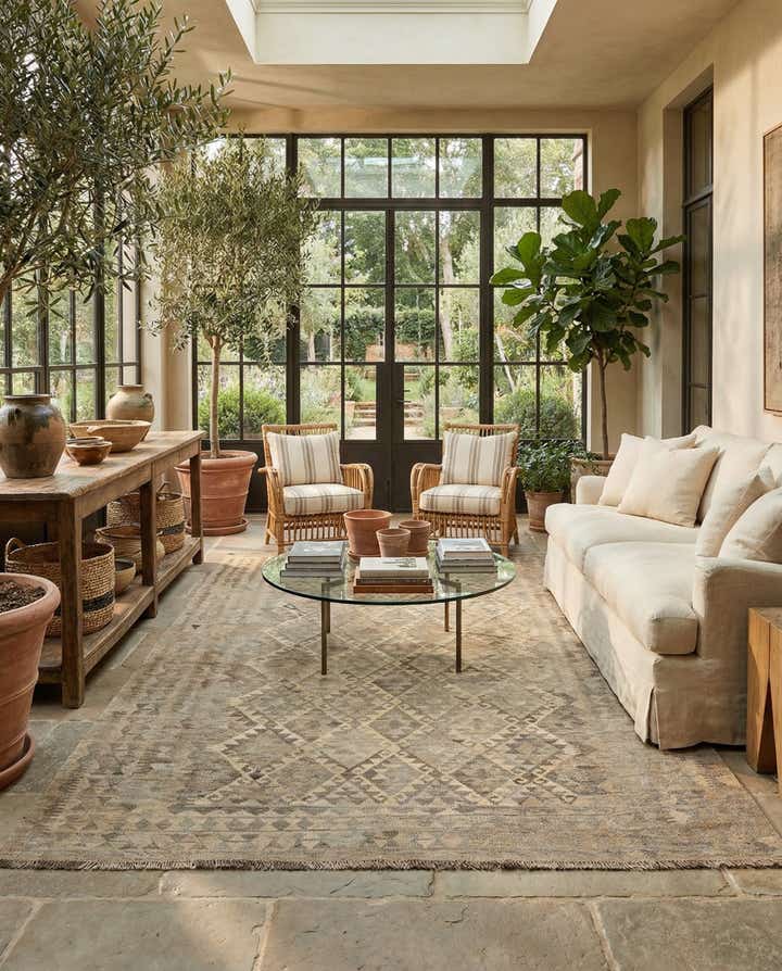 6' 10 x 9' 11 Hand Woven Kilim Maymana Wool Rug