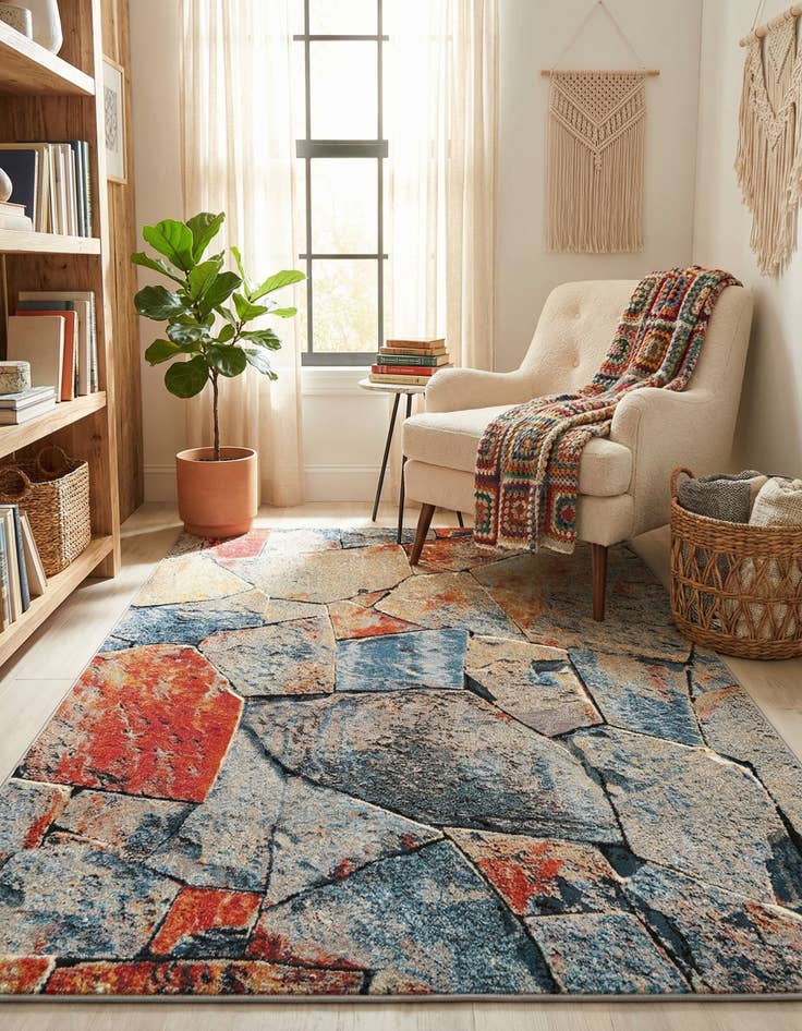 Detail image of 5' x 7'  Washable Modern Indoor / Outdoor Rug