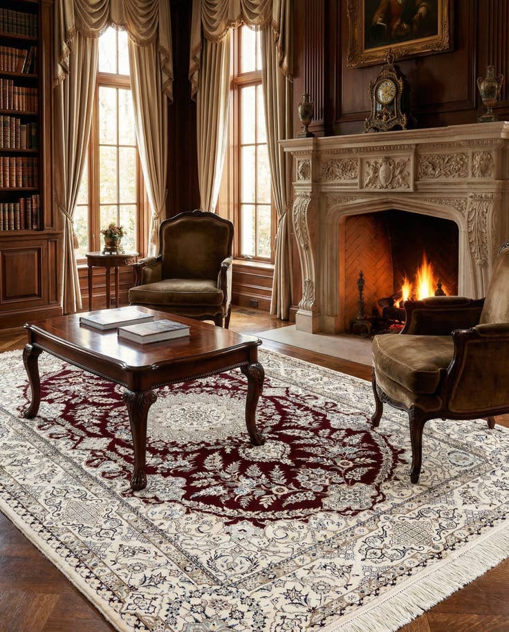 Detail image of 4' 11 x 7' 7 Hand Knotted Nain Rug