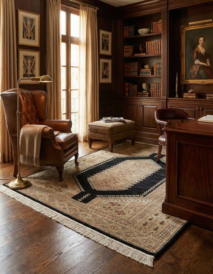 Detail image of 4' 2 x 6' 4 Hand Knotted Bokhara Oriental Rug