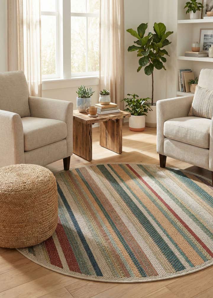 4' x 4' Easy-Clean Baja Indoor / Outdoor Round Rug