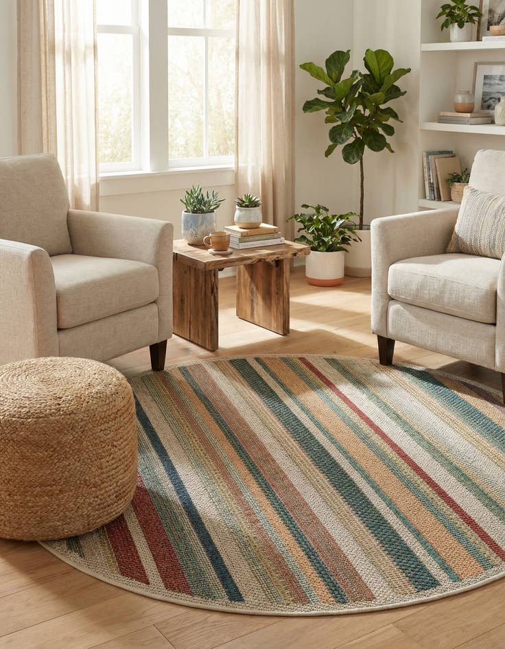 Detail image of 4' x 4'  Washable Baja Indoor / Outdoor Round Rug