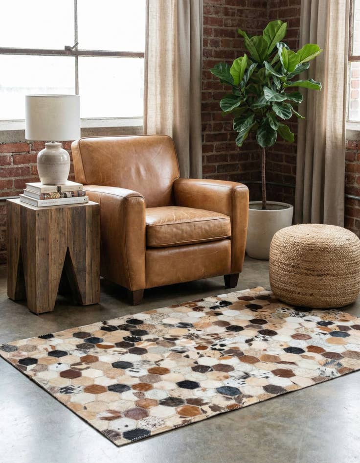 Detail image of  2' x 3' 1 Cowhide Leather Rug