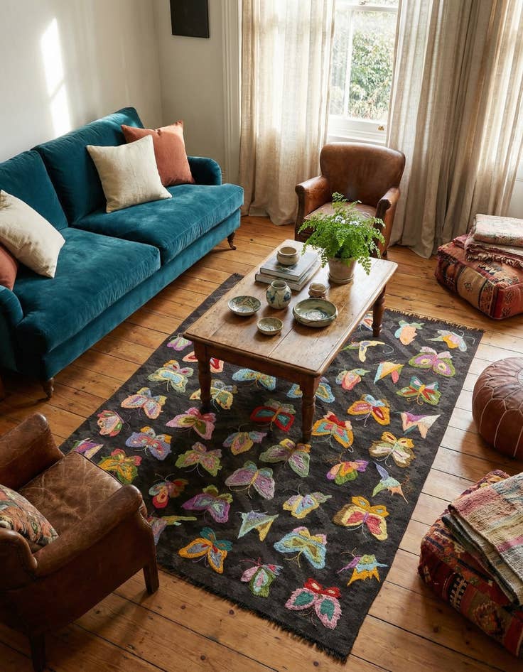 Detail image of 5' x 6' 4  Hand Woven Kilim Suzani Wool Rug