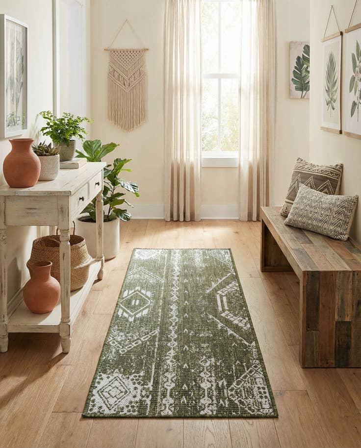 Detail image of 2' x 5' 3 Easy-Clean Bohemian Indoor / Outdoor Runner Rug