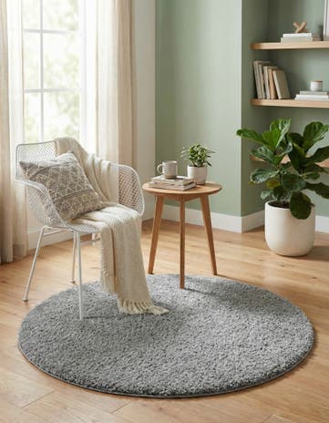 Cloud Gray Soft Solid Shag Round Rug