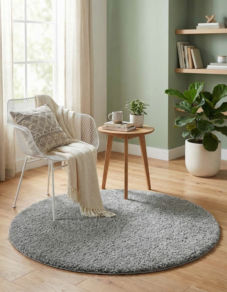 3' 3 x 3' 3 Soft Solid Shag Round Rug