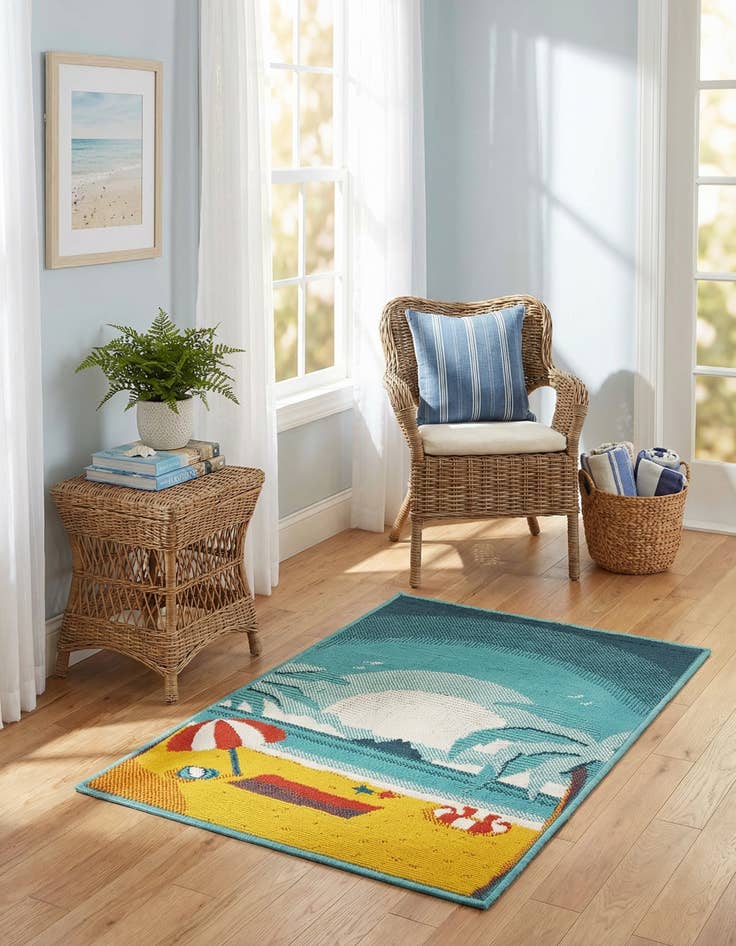 Detail image of 2' x 3'  Washable Coastal Indoor / Outdoor Rug