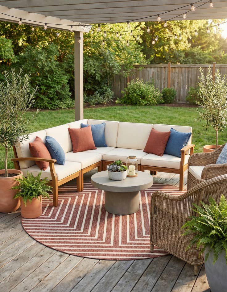 Detail image of  7' 10 x 7' 10  Washable Modern Indoor / Outdoor Round Rug