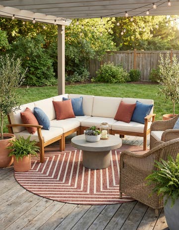 7' 10 x 7' 10 Easy-Clean Modern Indoor / Outdoor Round Rug