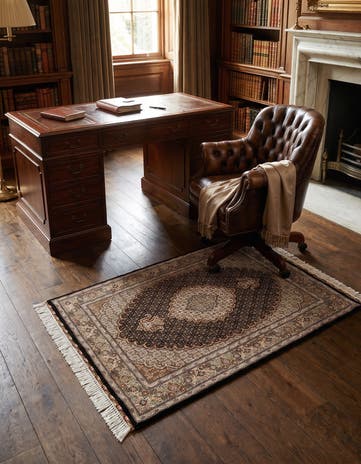 3' 3 x 5' 1 Hand Knotted Tabriz Mahi Persian Wool Rug