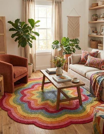 8' x 8' Hand Braided Happy Rugs Jawbreaker Poppy Round