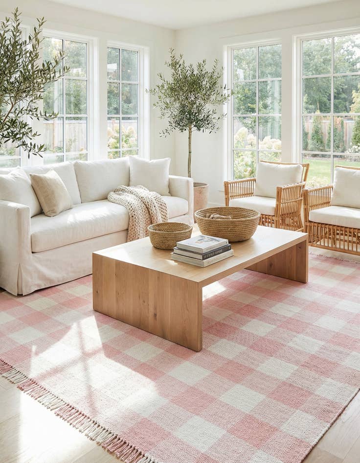 Detail image of 9' x 12' Easy-Clean Eco Plaid Washable Indoor / Outdoor Rug