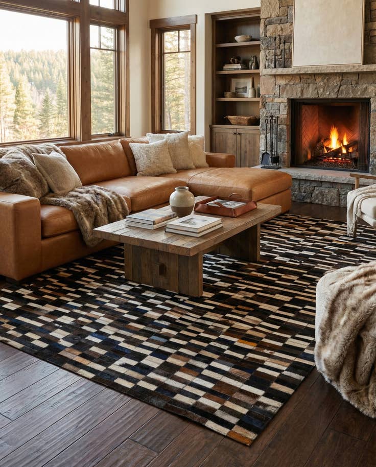 Detail image of 5' x 7' 11 Cowhide - Patchwork Rug