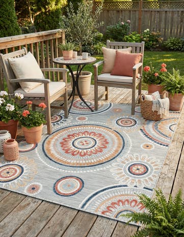 4' 5 x 6' Easy-Clean Botanical Indoor / Outdoor Rug