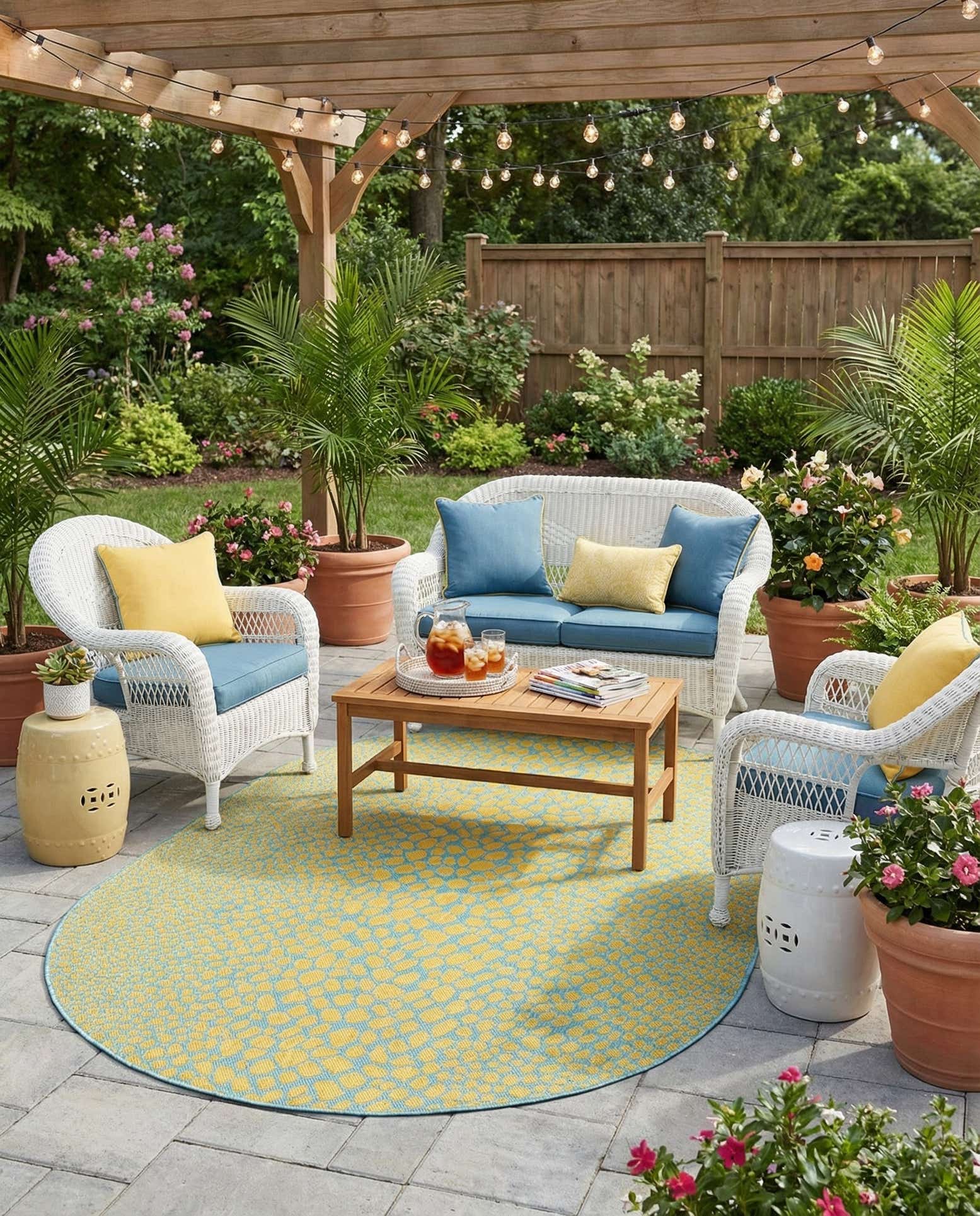 5' 3 x 8' Easy-Clean Jill Zarin Cape Town Indoor / Outdoor Oval Rug