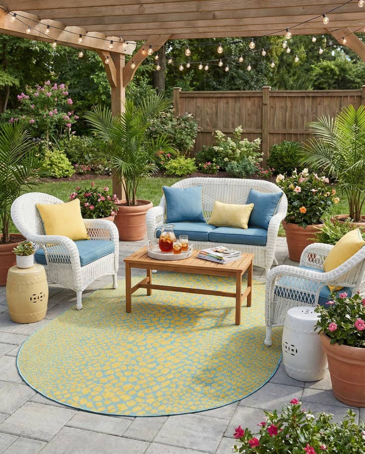 Detail image of 5' 3 x 8' Easy-Clean Jill Zarin Cape Town Indoor / Outdoor Oval Rug