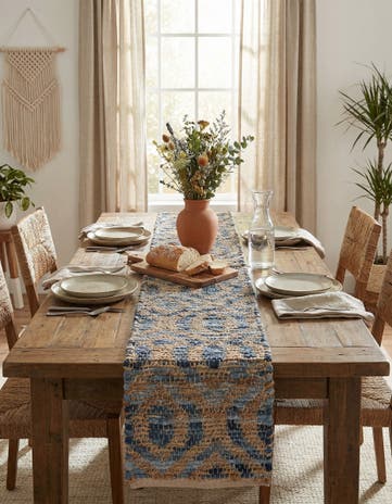 1' 2 x 10' Hand Woven Chindi Jute Table Runner Rug