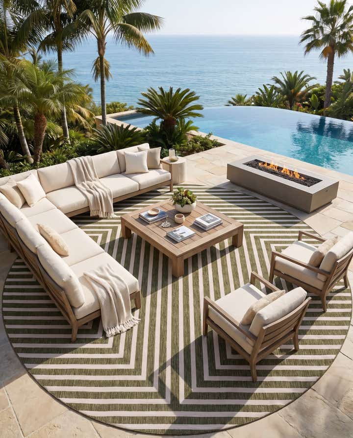 13' x 13' Easy-Clean Modern Indoor / Outdoor Round Rug