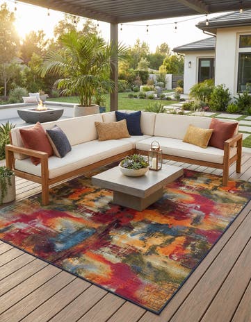 10' x 13' Easy-Clean Modern Indoor / Outdoor Rug