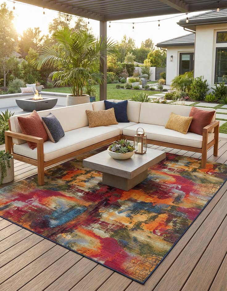 Detail image of 10' x 13' Easy-Clean Modern Indoor / Outdoor Rug