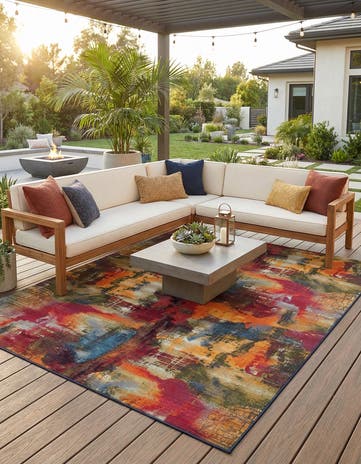 10' x 13' Easy-Clean Modern Indoor / Outdoor Rug
