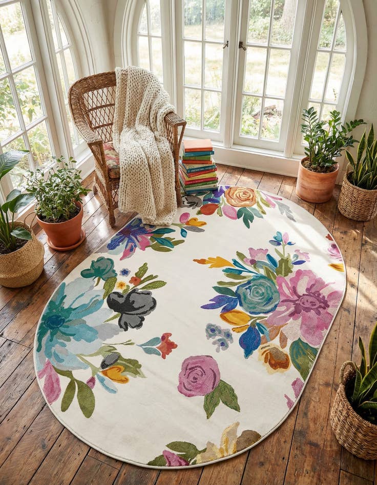 Detail image of  5' 3 x 7' 10 Blossom Oval Rug