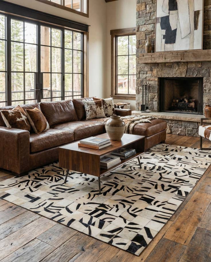 Detail image of 5' x 7' 10 Cowhide - Patchwork Rug
