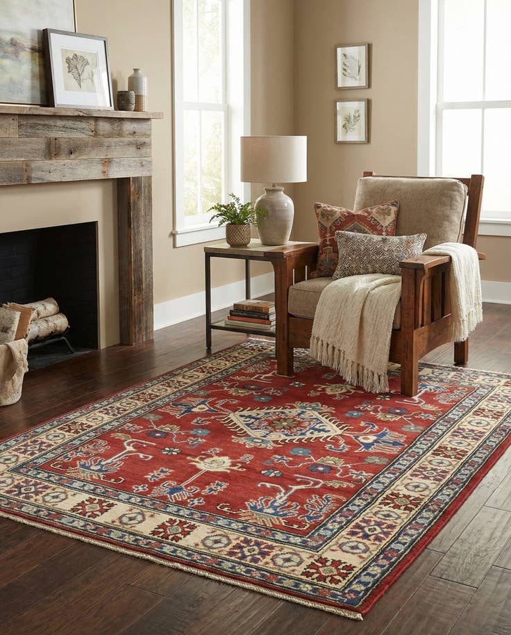 Detail image of 3' 10 x 5' 10 Hand Knotted Kazak Rug