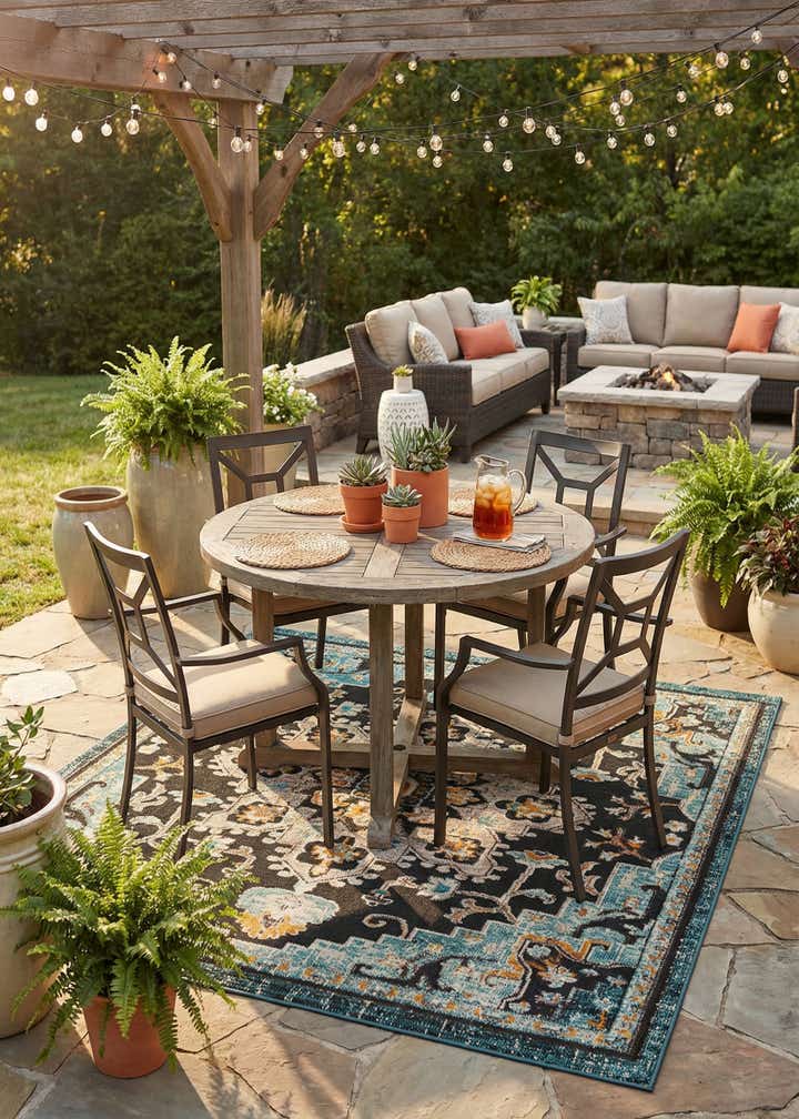 7' 10 x 7' 10 Easy-Clean Casablanca Indoor / Outdoor Square Rug