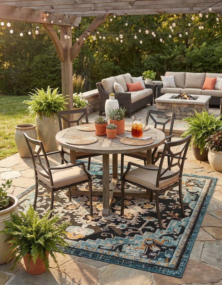 Detail image of 7' 10 x 7' 10  Washable Casablanca Indoor / Outdoor Square Rug