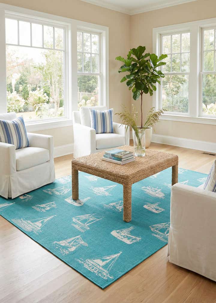 7' 10 x 10' Easy-Clean Coastal Indoor / Outdoor Rug