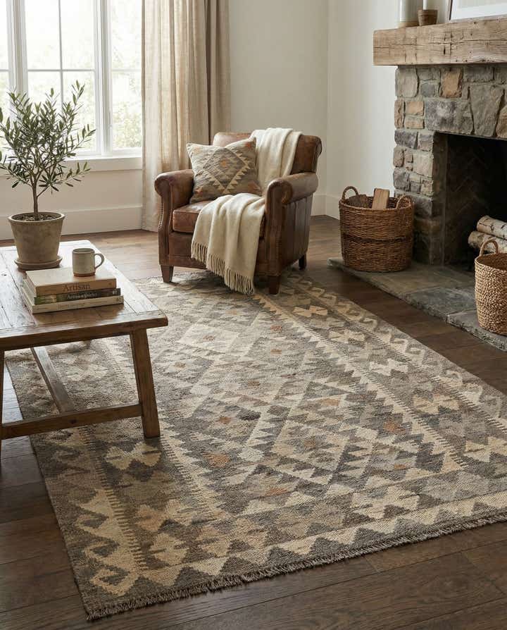 4' x 6' Hand Knotted Kilim Maymana Wool Rug