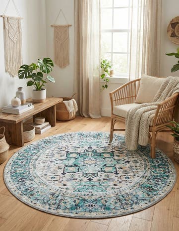 4' x 4' Washable Yara Round Rug