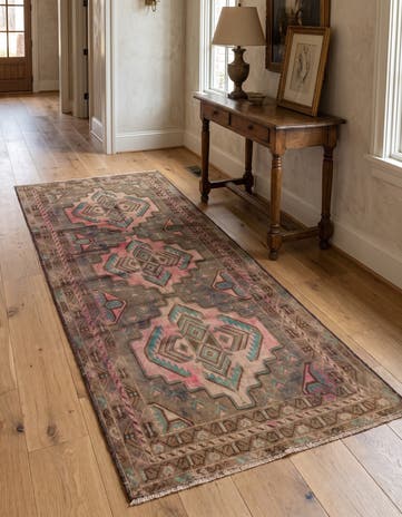 3' 4 x 6' 9 Hand Knotted Ultra Vintage Persian Wool Runner Rug